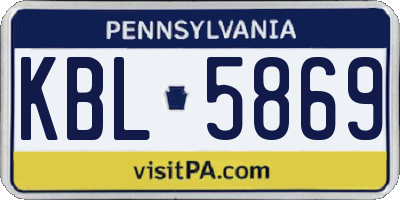 PA license plate KBL5869