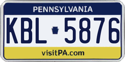 PA license plate KBL5876
