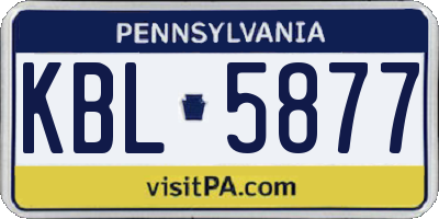 PA license plate KBL5877
