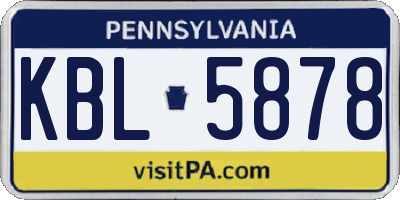 PA license plate KBL5878