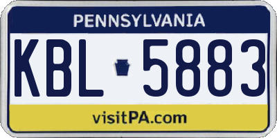 PA license plate KBL5883