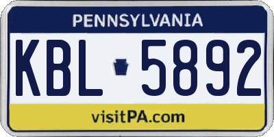 PA license plate KBL5892