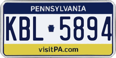 PA license plate KBL5894