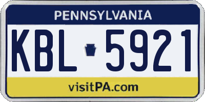 PA license plate KBL5921