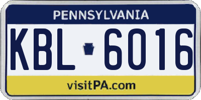 PA license plate KBL6016
