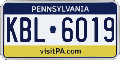 PA license plate KBL6019