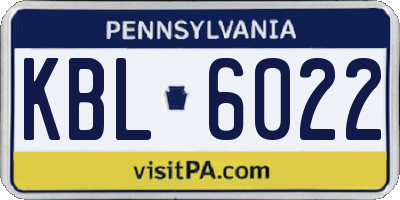 PA license plate KBL6022