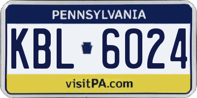 PA license plate KBL6024