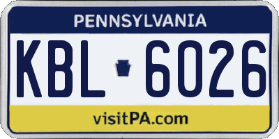 PA license plate KBL6026