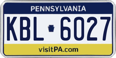 PA license plate KBL6027