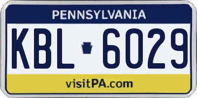 PA license plate KBL6029