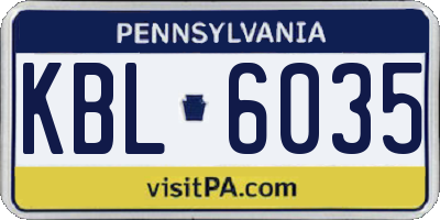 PA license plate KBL6035