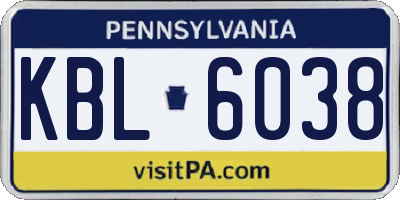 PA license plate KBL6038