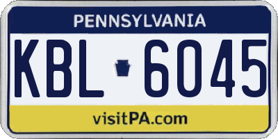 PA license plate KBL6045