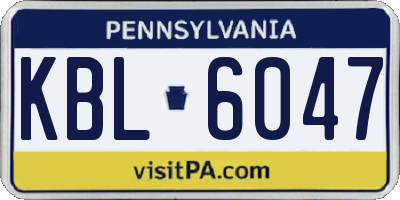 PA license plate KBL6047
