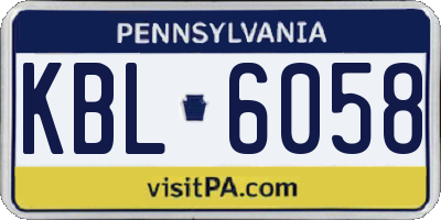 PA license plate KBL6058