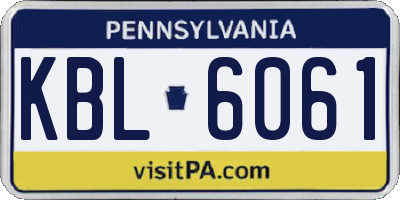 PA license plate KBL6061