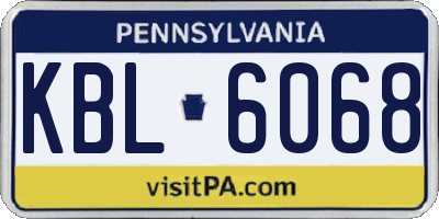 PA license plate KBL6068