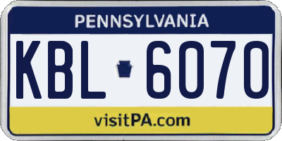 PA license plate KBL6070