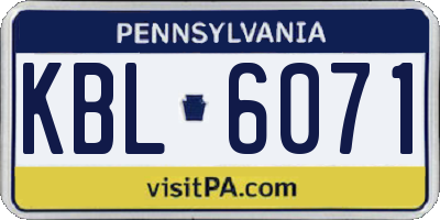 PA license plate KBL6071