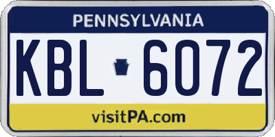 PA license plate KBL6072