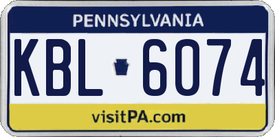 PA license plate KBL6074