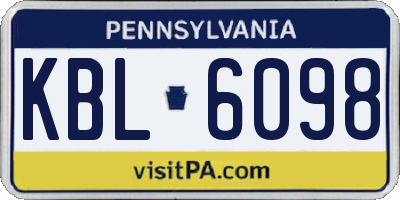 PA license plate KBL6098