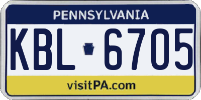 PA license plate KBL6705