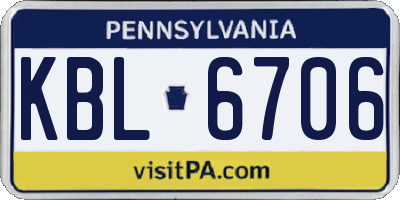 PA license plate KBL6706