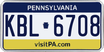 PA license plate KBL6708