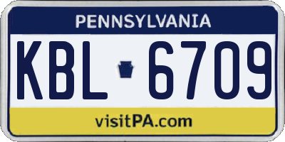 PA license plate KBL6709