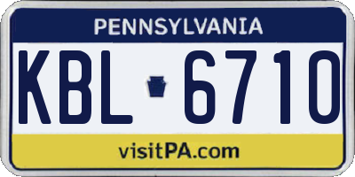 PA license plate KBL6710