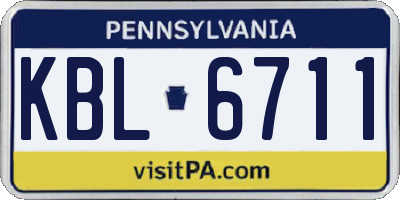 PA license plate KBL6711