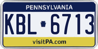 PA license plate KBL6713