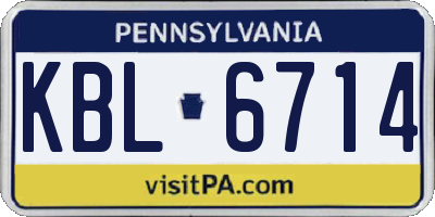 PA license plate KBL6714