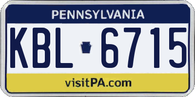 PA license plate KBL6715