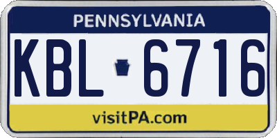 PA license plate KBL6716