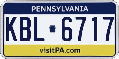 PA license plate KBL6717