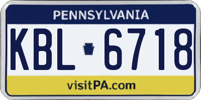 PA license plate KBL6718