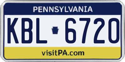 PA license plate KBL6720