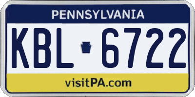 PA license plate KBL6722