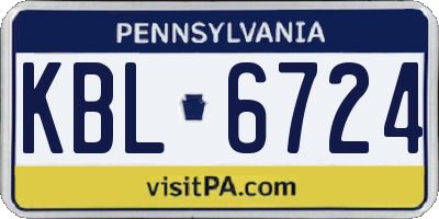 PA license plate KBL6724