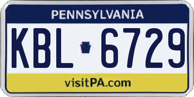 PA license plate KBL6729