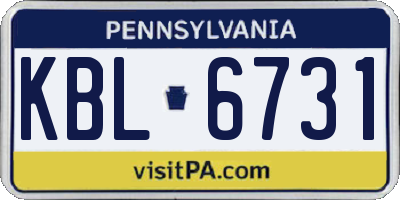PA license plate KBL6731