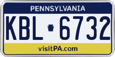 PA license plate KBL6732
