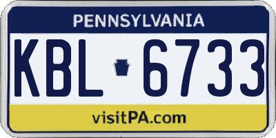 PA license plate KBL6733