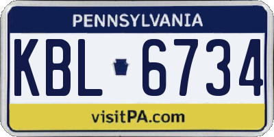 PA license plate KBL6734