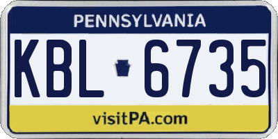 PA license plate KBL6735