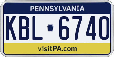 PA license plate KBL6740