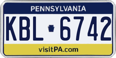 PA license plate KBL6742